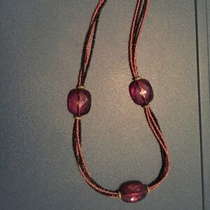 Handcrafted/ handmade purple & black beaded necklace